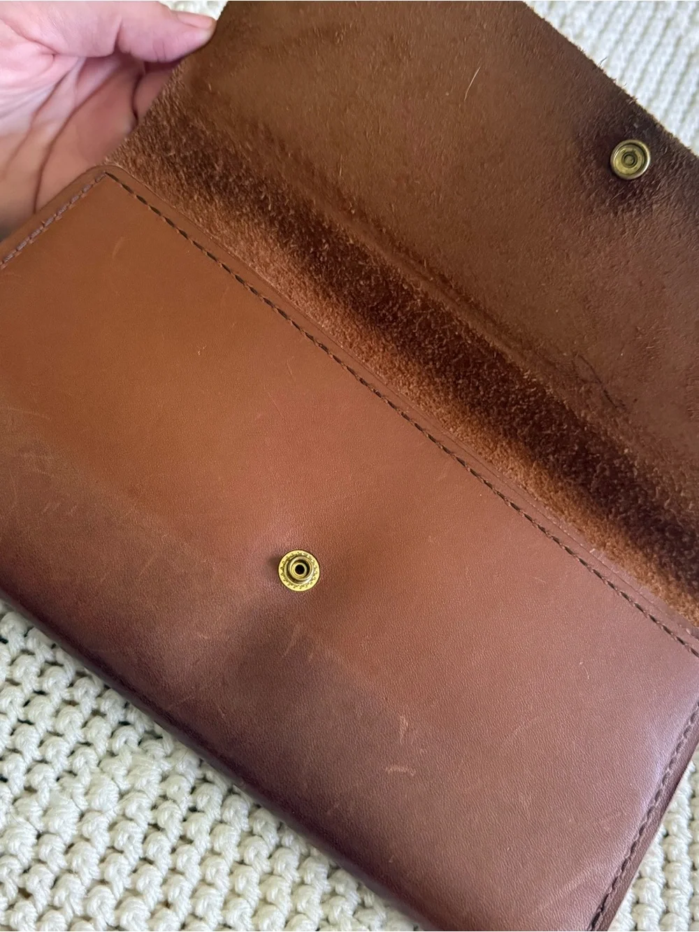 Brown Leather Zip Clutch Wallet